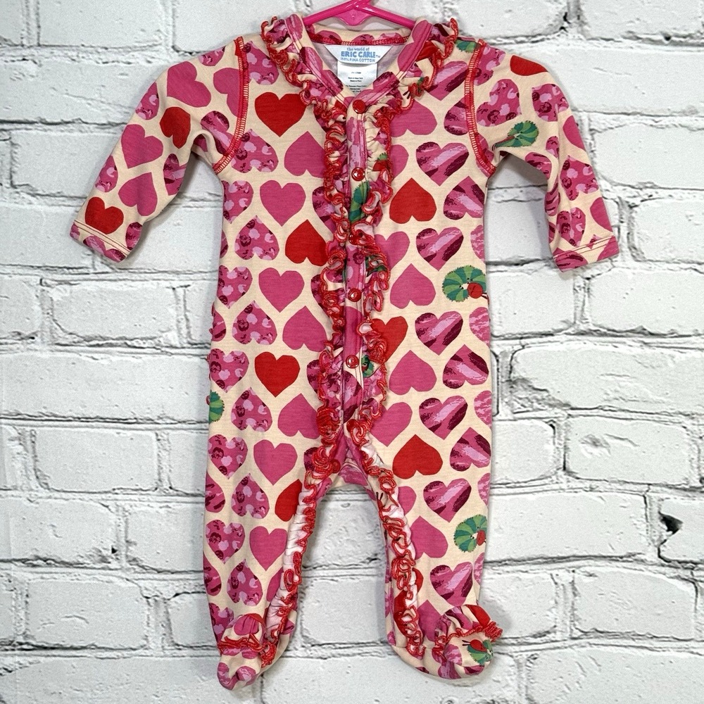 The World Of Eric Carle Romper Infant 3-6 Months Hearts & Caterpillar AOP Ruffle